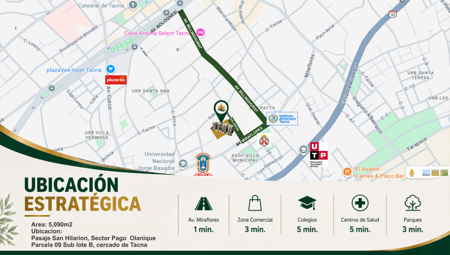 Mapa de ubicación de Torres de Miraflores – Green Residence en Tacna